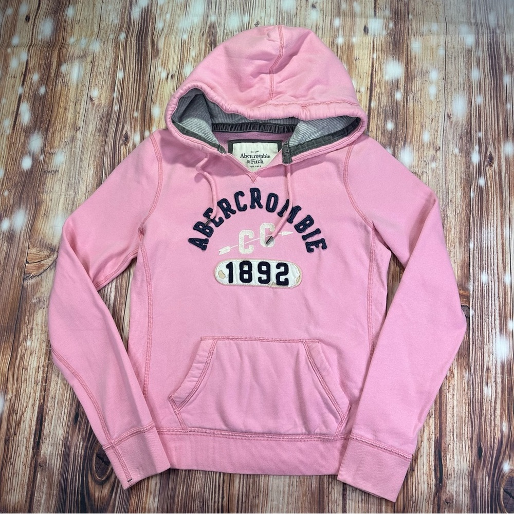 Abercrombie & Fitch Y2K Logo Hoodie Pullover Pink Sweatshirt Size Large